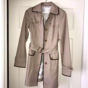 Banana Republic Trench Coat Faux Leather Accent